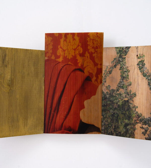 Trinitas N1. 2022. Karlos Kaplan. 30x48 cm. Photography, phototransfer and liquid gold on wood